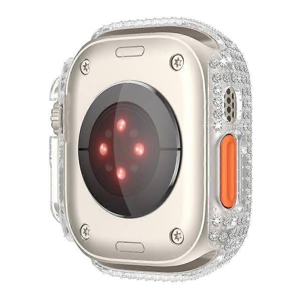För Apple Watch Ultra/Ultra 2 49mm Klockfodral Strassdekor Hårt PC Skyddsram - Transparent