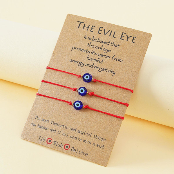 Evil Eye Charm punottu punainen string rannekoru Onnea rannekoru korut Wo null - B