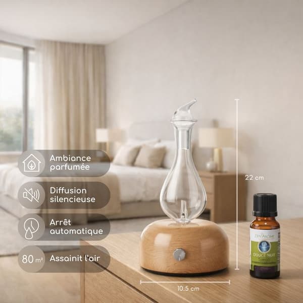 Zen'Arôme Aurora Nebuliserande eterisk oljediffusor - Kalldiffusion - Idealisk för aromaterapi - Justerbar effekt
