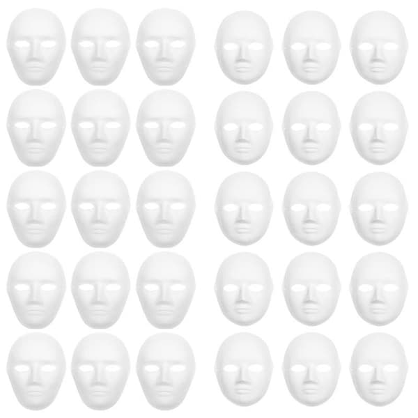 30-pack 2 storlekar pappersmachémasker Skapa konstnärliga hantverksprojekt från väggdekorationer till teater