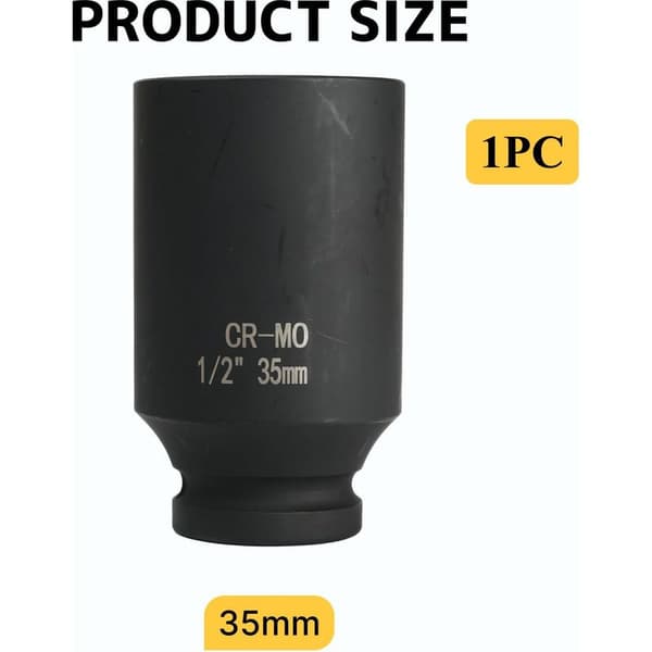 35 mm 1/2\" 12-punkts pipe, 1/2\" 35 mm slagpipe, Krom-molybdenstål (svart)