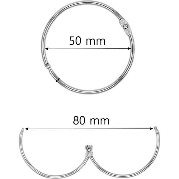 12 duschdraperiringar med metallkrokar – 50 mm öppningsbara cirkulära ringar för gardiner, badrum, hem, klassrum