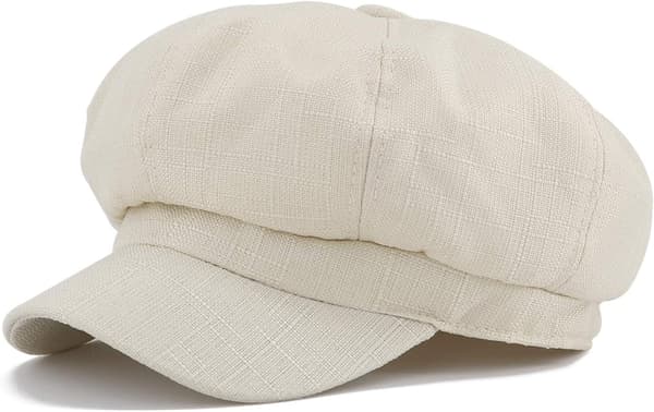 Dame Hør Newsboy Kasket Cabbie Hat 8 Paneler - 6 7/8 Tilpasset