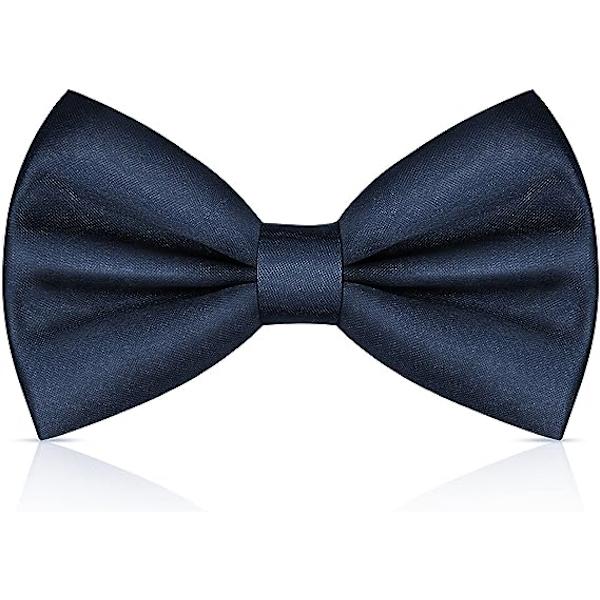 Herrar Slips, Klassisk Enfärgad Förbunden Slips för Män, Satin Smoking Slips, Justerbar Formell Hals Slips för Fester, Bröllop (Marinblå)