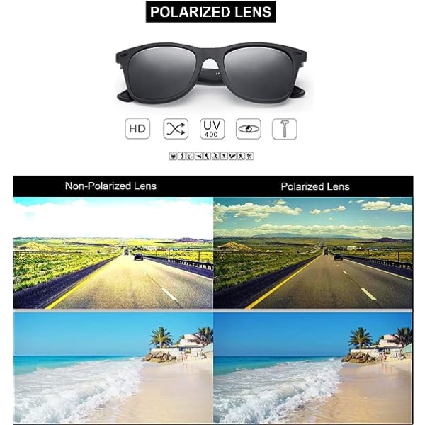 Solbriller Polariseret UV-beskyttelse til mænd til kørsel og fiskeri og sport (sort)