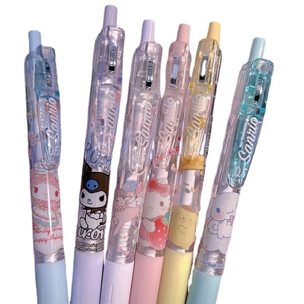 6 kpl Anime-geelikyniä Kawaii-sarjakuvapainettu kynä Opiskelija Lapset St