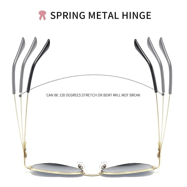 Hjerte solbriller Polariseret metal stel Trendy hjerteformet Uv400