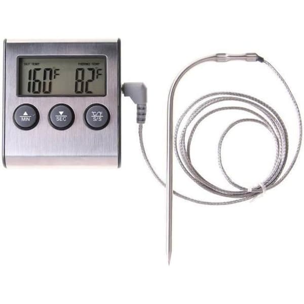 Kjøkkentermometer - 0-300℃ - Probe - Timer - Ideell for kjøtt og grilling