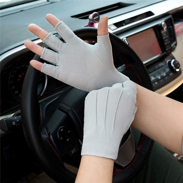 Herr Dam Halvfingerhandskar Touch, Sommar UV-skydd Solhandskar, Cykling Golf Fiske Fingerlösa Handskar För Utomhussporter