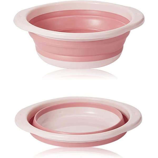 Infällbart handfat, bärbar hopfällbar platsbesparande skål för tvätt av grönsaker, disk, underkläder (rosa)