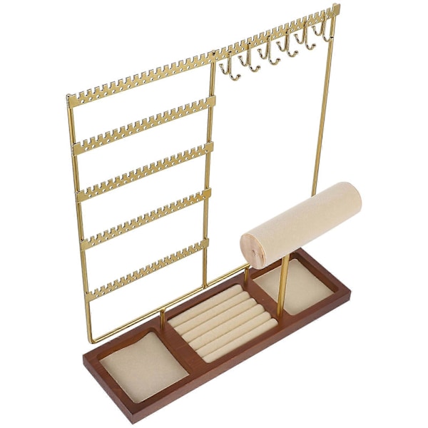 Smykkeholder Organizer Ørepynt Organizer Stativ Halskjede Stativ Smykker Armbånd Holder Golden 35.00X30.00X9.50CM