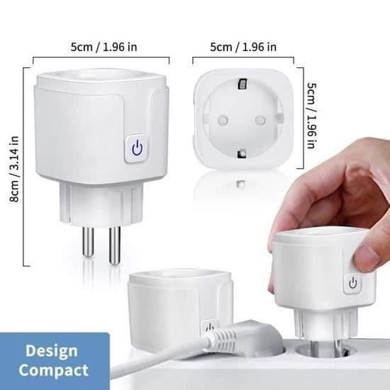 Smartplugg - 2-pakning - 16A - Kompatibel med Alexa og Google Home - Fjernkontroll