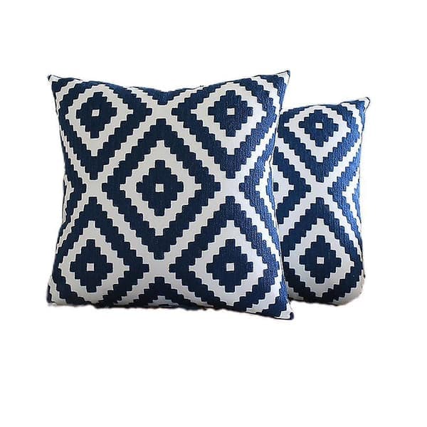 Sett med 2 broderte dekorative putetrekk, aksentputer, pynteputer uten innerputer inkludert 45x45 cm (blå)