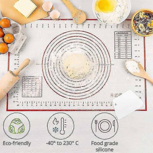 Ekstra Stor 80x60cm Silikon Bagemåtte, Rulende Æltebræt, Bageudstyr, Pizzadæks Black