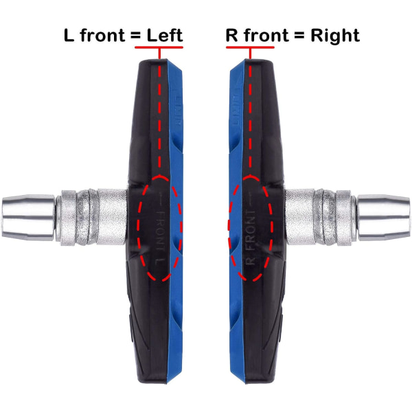 Sykkelbremseklosser med sekskantmuttere og avstandsstykker V Sykkelbremseklosser Sett 70 mm