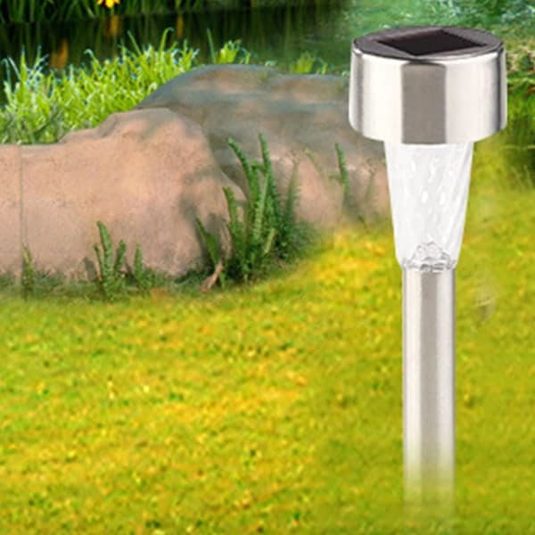 10 Pak Solcelled LED Lys i Rustfrit Stål - Multifarvet Udendørs Havebelysning (Farverig)