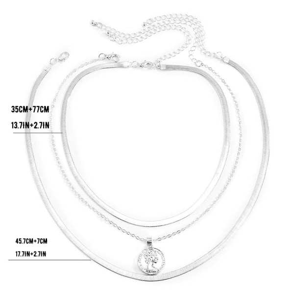 Punk Multilayer Halskæde Stjerne Slange Knogle Link Multilayer Choker Halskæde Lag Papirclips Halskæde Kæde Smykker silver D