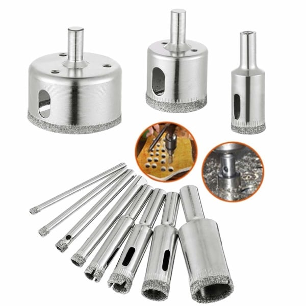10-pack diamantborr, set för glas kakel keramik