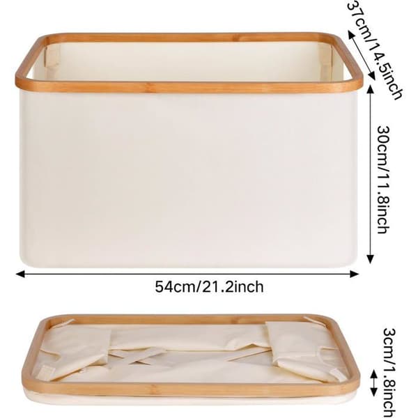 60L hopfällbar tvättkorg i bambu. Elegant beige design. Idealisk för förvaring i sovrum/badrum. Beige