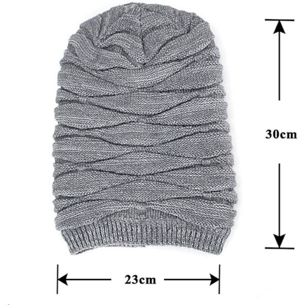 Vinterhue til mænd - varm strikket lang slouch beanie hue med termisk blødt fleecefor