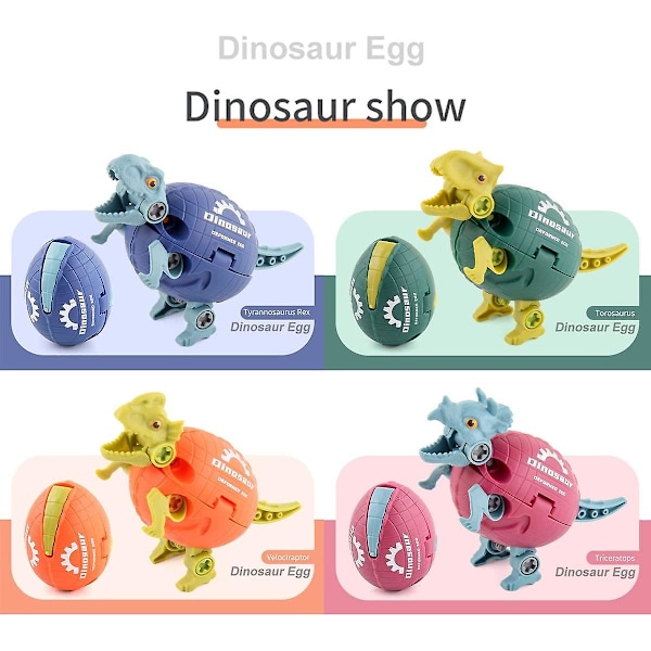 2 Set 8st Plockbara Dinosaurieägg Leksaker, Bygg Dinosaurier Lekset med Manuell Skruvmejsel, Dinosaurieägg Transformationsleksak ST-4