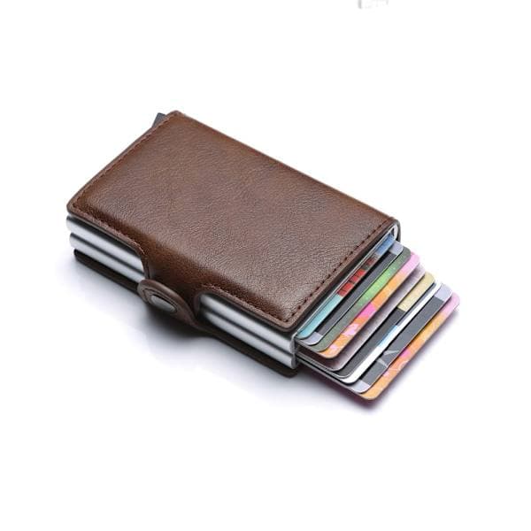 RFID-lompakko ponnahdusmekanismilla tekonahkaa - tummanruskea