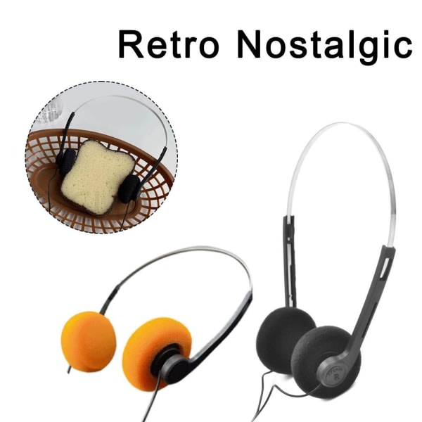 Retro nostalgisk headset MP3 Walkman-hodetelefoner oransje one-size