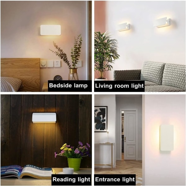 Innendørs LED-vegglampe 6W Moderne vegglampe belysningsdesign Aluminiumarmatur for soverom Hjem Stue Trappehus 180°