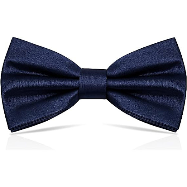 Forhåndsknyttet Sløyfe for Menn, Smoking Sløyfe Justerbar Formell Hals Sløyfe Satin Sløyfe for Fest Bryllup (Marineblå)