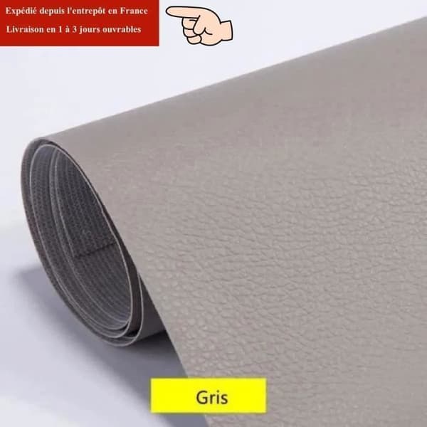 Läderreparationslapp 100 x 137 cm Reparationssats för soffa, bilbarnstol, möbler, jackor, väskor - Grå