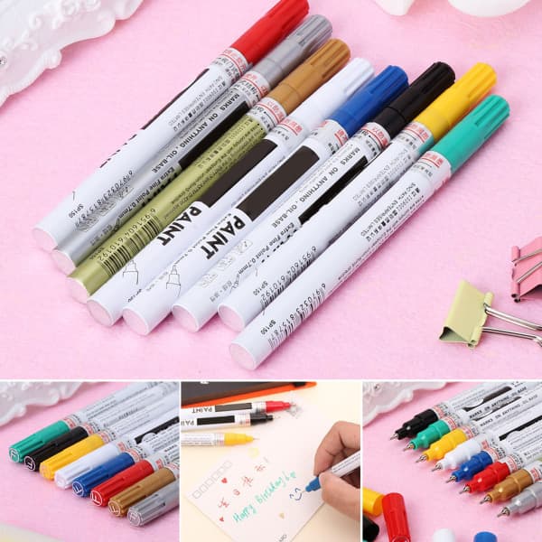 Universal 0,7 mm til ekstra fin spids permanent maling metallisk markør pen DIY kunst