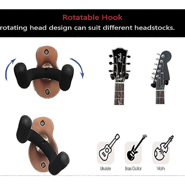 Gitarrväggfäste, Metallgitarrhängare - 2-pack, Gitarrfäste med skydd style1