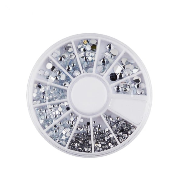 400 stk. Strass Rhinestone sølv Neglekunst tilbehør-4 størrelser