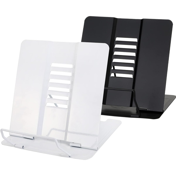 Set med 2 bokställ, justerbar bokhållare i metall, bärbart lässtöd Bokställ för kokboksdokument Lärobok Robust skrivbord
