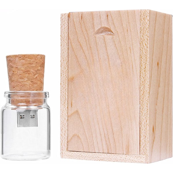 Drivande flaska USB3.0 Flash-enhet Minnespinne Transparent USB-minne med trälåda Företagsgåvor för datorer, biljud, etc (16 GB)