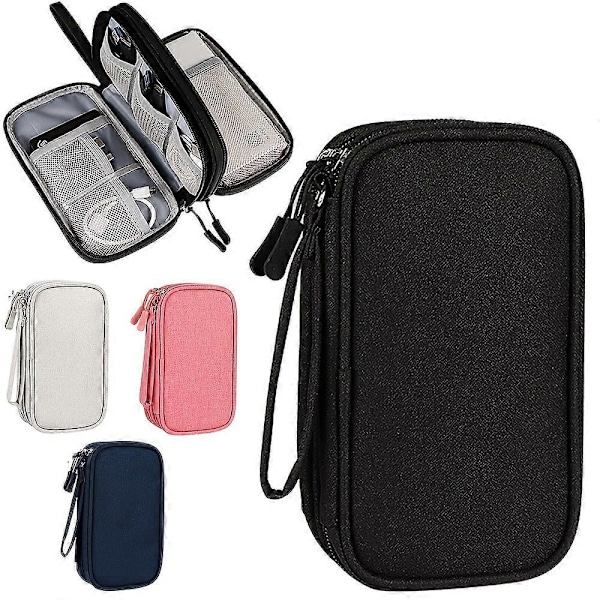 Vanntett Oppbevaringsveske for Elektronisk Tilbehør - Bærbar Reiseveske for USB-minne, Harddisk, Hodetelefoner og Mer Black Single Layer