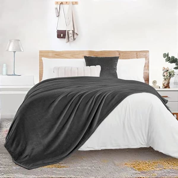 Fleece Tæppe 150x200cm - Blødt og Varmt Plaid til 2 Personer - Overlegen Kvalitet Mørkegrå - Sofa og Seng