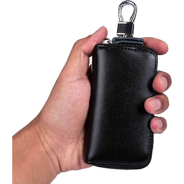 Nyckelplånbok, Nyckelhållare Plånbok, Nyckelkedja Plånbok, Fashionabelt Läder Bilnyckel Kort Plånbok Hållare, Multifunktionell Dragkedja Nyckelfodral Plånbok med 6 Krokar