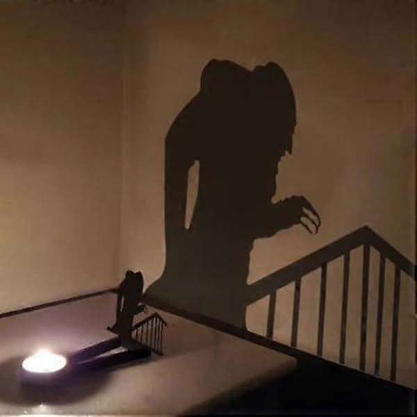 Nosferatu Lysestake Nosferatu Lys Skygge Tealight Skyggekaster Halloween Horror Lysestake Dekor Fest Horror Dekor a