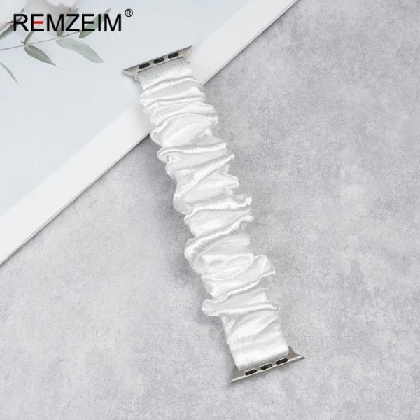 Elastisk Scrunchie-Rem för Apple Watch Armband 44mm 40mm 42mm 41mm 38mm 45mm 49mm Ultra Armband iWatch Kvinnor 8 7 6 5 4 SE White 38mm 40mm 41mm