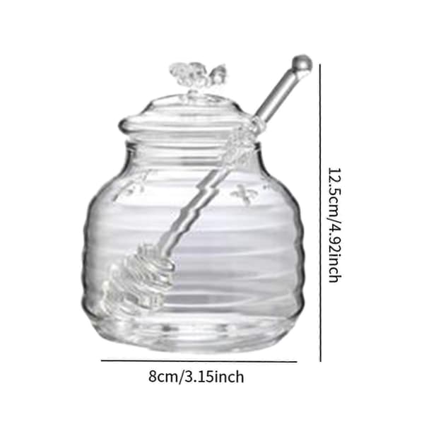 Glas Honningdispenser Klar Honningbeholder til Bryllup Køkken Spisebord Sort Streg 500ml