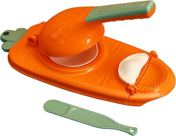 Dumpling Maker, 2 i 1 Dejpresse Sæt, Multifunktionel Manuel Dejmagerforme, Bage Kage Køkken Gadget (Orange)