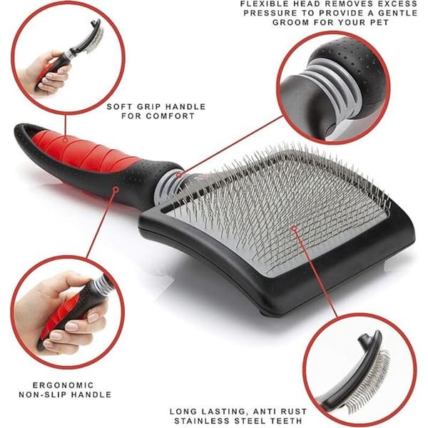 Progroom Extra Stor Hundborste - Total Längd 19cm, Kamlängd 12cm, Bredd 9cm