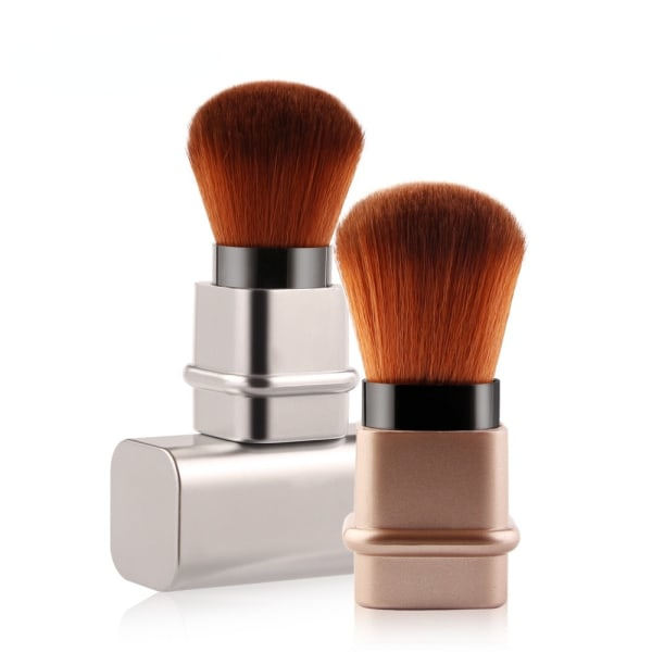 1 förpackning löst puder foundation sminkborstar Mini infällbara Silver