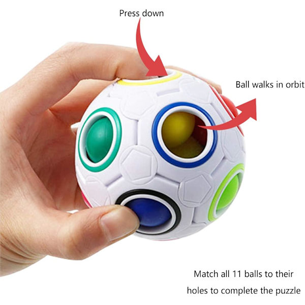 Magisk regnbågsboll, Fidget Ball Speed Cube Puzzle Ball Cube Brain Teasers Pedagogisk leksak Strumpfyllnad för barn och vuxna, Vit