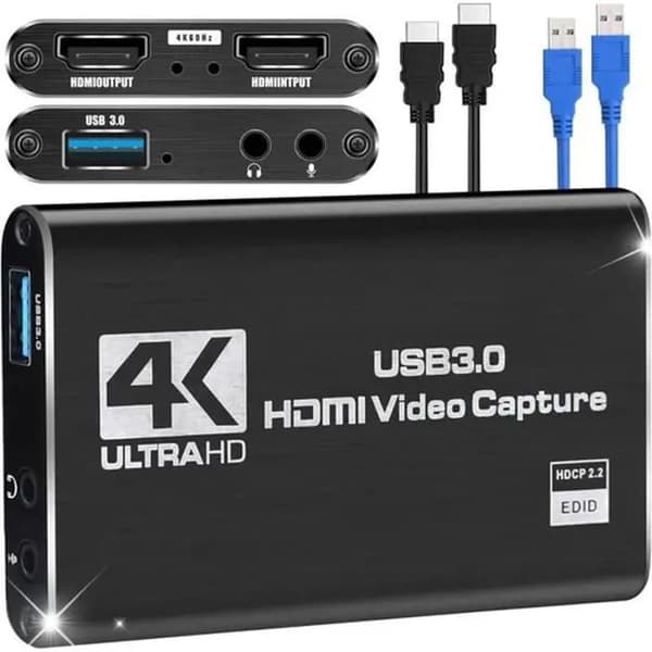 HDMI Capture Card - LANO - 4K - USB 3.0 - Fuld HD 1080P - PS4/Xbox Kompatibel