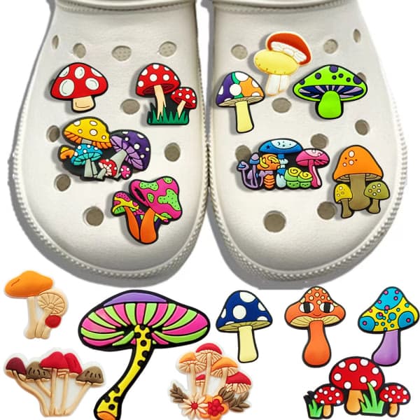 17 søte fargerike Crocs-tilbehør PVC myk lim DIY sko blomster