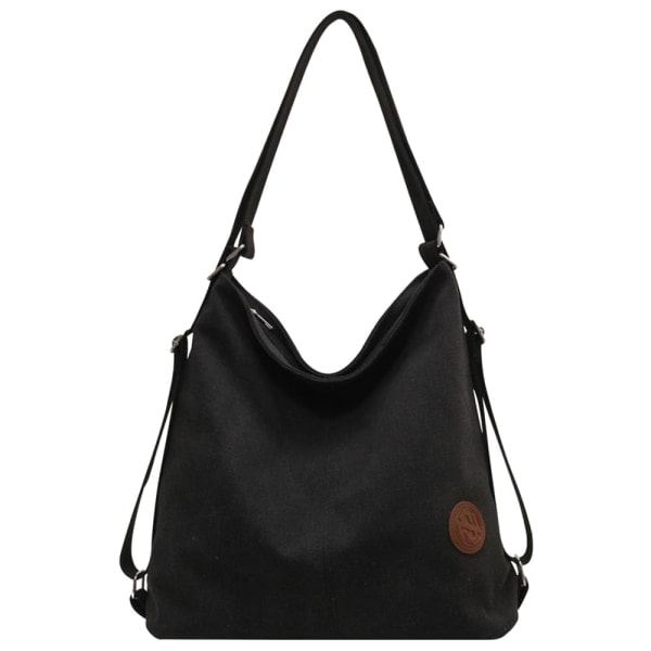 Damväska i Canvas, Vintage Topphandtag, Multifunktionell Casual Tote Bag, Skolväska Black