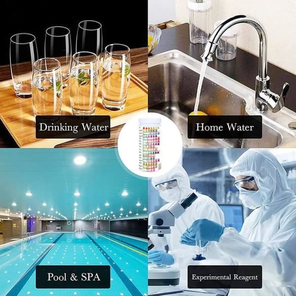 16-i-1 vatten testremsor, analyskit för dricksvatten (förpackning med 100 testremsor + plastslang + droppare)