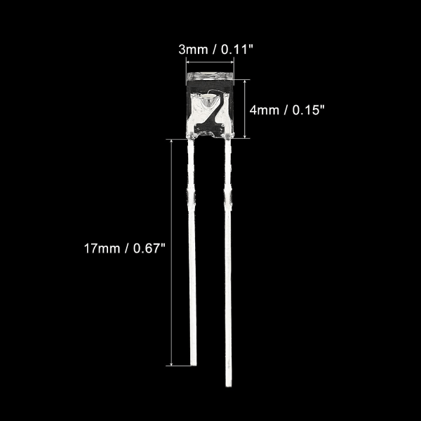 2x3x4mm x LED Light Lamp Bulb, 200Pcs Rectangular Bright Clear Lighting Emitting Diode for Electronic Component Indicator, White